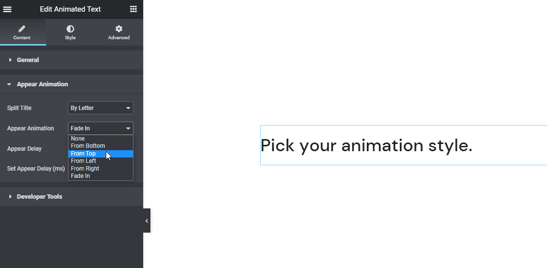 Animasyonlu Metin Üstten