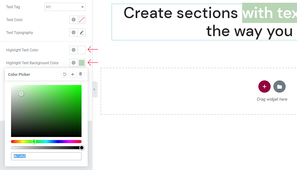 Vurgulanan Metin Stili Sekmesi