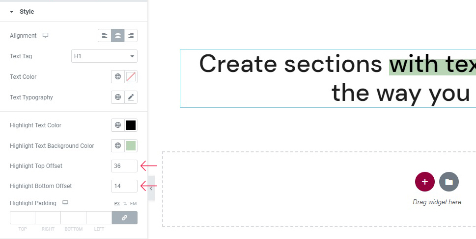 Vurgulanan Metin Stili Sekmesi