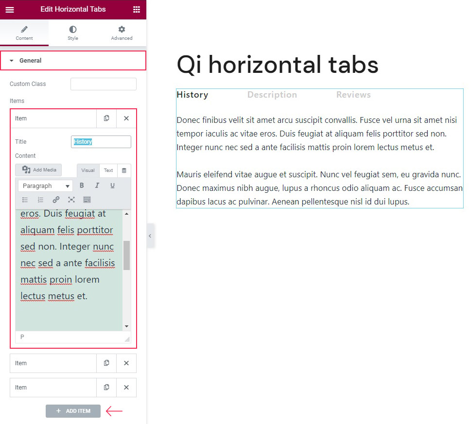 Öğeleri Düzenle Genel Sekmesi