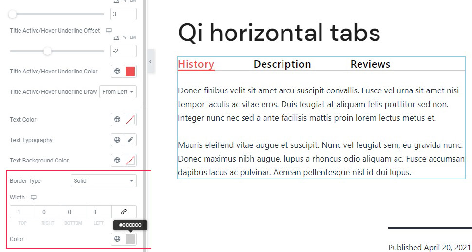 Yatay Sekmeler Kenarlık Stili