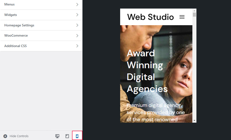 Özelleştirici Mobil Önizleme