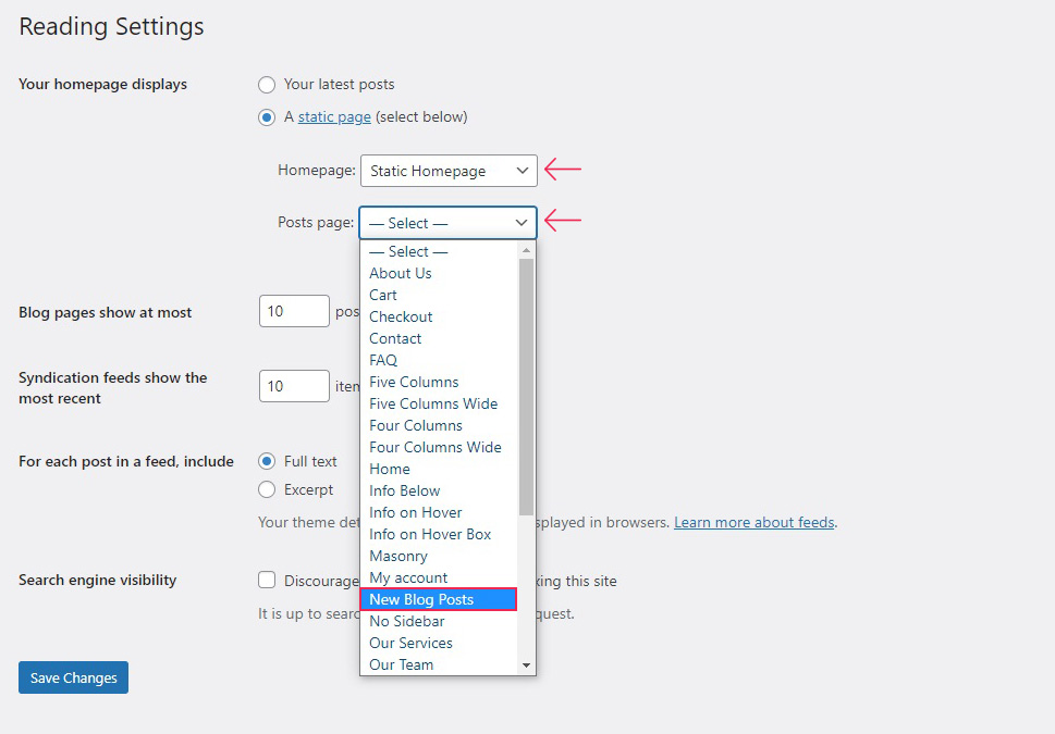 Statik Sayfaları Ayarla