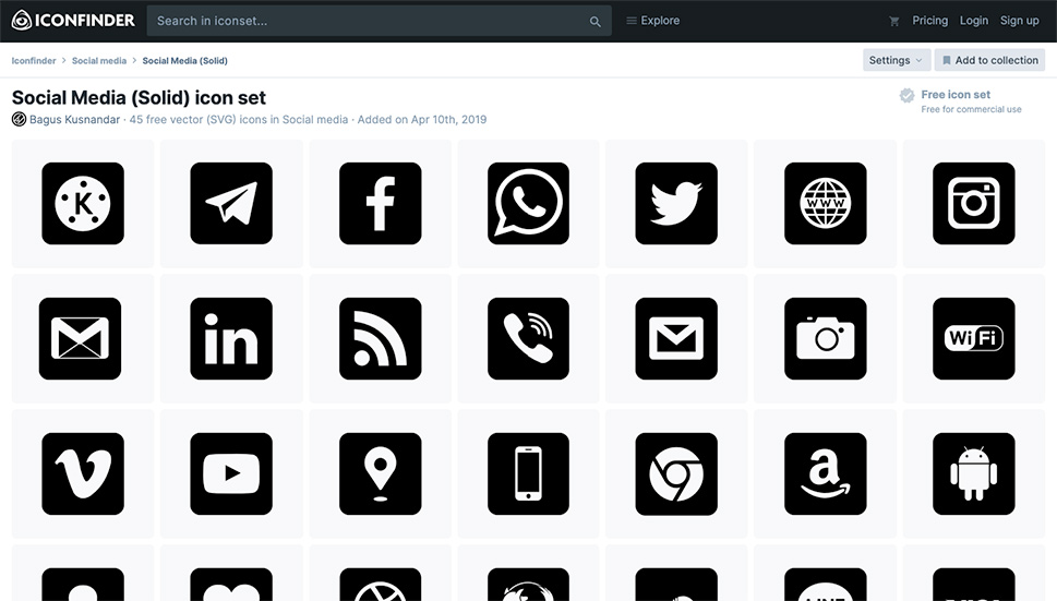 Sosyal Medya (Katı) Simge Seti